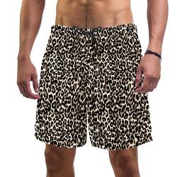 WOSHJIUK Herren-Shorts,Badehose,schnell trocknend,klassischer Leo-Print,Board Short Outdoor Walk Beach Bademode von WOSHJIUK