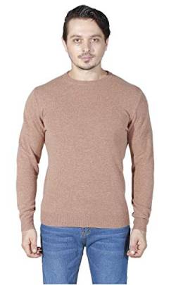 WOSICA Men's 100% Cashmere Kniited Pullover with Long Sleeve Crew Neck (Brown, M) von WOSICA