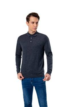 WOSICA Men's 100% Extrafine Merino Wool Long Sleeve Polo (Charcoal L) von WOSICA