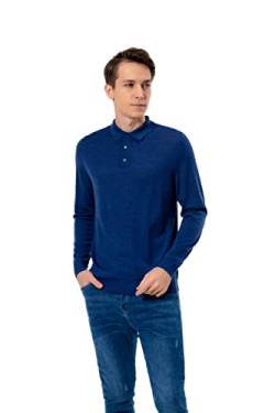 WOSICA Men's 100% Extrafine Merino Wool Long Sleeve Polo (Heather Blue XL) von WOSICA