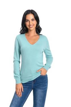 WOSICA Women‘s 100% Cashmere V-Neck Long Sleeve Pullover(Jasper XL) von WOSICA