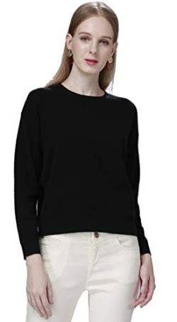 WOSICA Women's 100% Pure Cashmere Long Sleeve Crew Neck Sweater (Black, M) von WOSICA