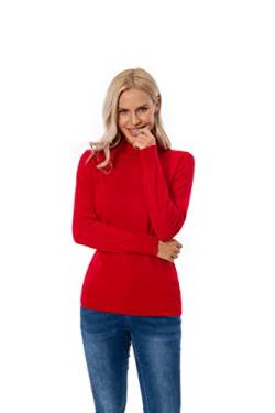 WOSICA Women's 100% Pure Cashmere Long Sleeve Pullover Mock Neck Sweater (Alizarin Red L) von WOSICA