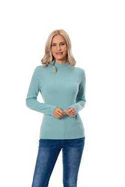 WOSICA Women's 100% Pure Cashmere Long Sleeve Pullover Mock Neck Sweater (Jasper M) von WOSICA