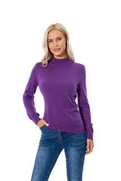 WOSICA Women's 100% Pure Cashmere Long Sleeve Pullover Mock Neck Sweater (Purple L) von WOSICA