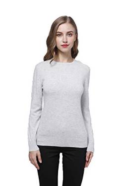 WOSICA Women's Knitted 100% Pure Cashmere Fine Knit Long Sleeve Pullover with Crew Neck (Blizzard, L) von WOSICA