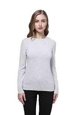 WOSICA Women's Knitted 100% Pure Cashmere Fine Knit Long Sleeve Pullover with Crew Neck (Blizzard, S) von WOSICA