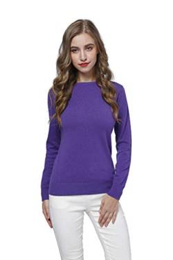 WOSICA Women's Knitted 100% Pure Cashmere Fine Knit Long Sleeve Pullover with Crew Neck (Purple, L) von WOSICA