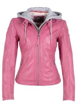 Gipsy GWApril Damen Lederjacke Pink mit Kapuze 100% Leder (DE/NL/SE/PL, Alphanumerisch, S, Regular, Regular, Pink) von WOTAINANLE