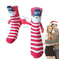 Lustige magnetische Saugnapf-3D-Paar Socken - Lustige Socken für Frauen Männer - Unisex lustiges Paar halten Hände Socke für Paar - Lustige Paar-Socken, magnetische Weihnachtspaar-lustige Socken von WOTEG