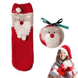 Süße Fuzzy-Socken - Lässige dicke Socken mit Weihnachtsthema - Warme Socken, gemütliche Socken für den Winter, Teenager-Damen-Mädchen-Innenschlaf-Weihnachtsgeschenke Woteg von WOTEG
