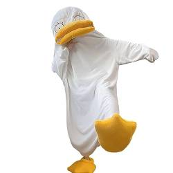 WOTEG Enten-Einteiler-Pyjama für Erwachsene - Plüsch Flanell Cosplay Kostü Ente | Unisex-Tierkostü, Halloween-Kostüme für Damen, Teenager, Herren, Cosplay von WOTEG
