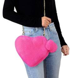 WOTEG Rosa Herztasche | Plüsch-Handheld-Herz-Umhängetasche - Niedliche, weiche Umhängetaschen mit großem Fassungsvermögen für Damen, Studentinnen von WOTEG