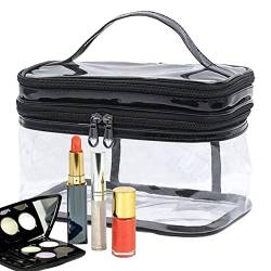 WOTEG Transparente Make-up-Reisetasche, transparent, große Make-up-Tasche – wasserdichte Reißverschlusstasche, Reise-Kosmetiktasche für Damen und Mädchen, Kulturbeutel von WOTEG