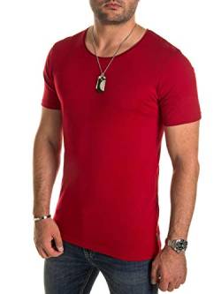 WOTEGA Einfarbige Herren T-Shirts mit Rundhalsausschnitt Nasus Basic Shirt O-Neck Baumwolle Dünner Stoff groß, Rot (Rio Red 191656), XXL von WOTEGA