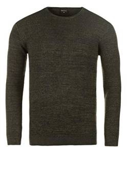 WOTEGA Herren Feinstrick Pullover Rundhals Basic Männer Feinstrickpullover Pulli Meliert Strickpullover Strickpulli, Grün (Green-Navy 194007), XL von WOTEGA