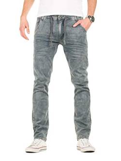 WOTEGA Herren Sweathose in Jeansoptik Slim-Fit Joshua, Grau (Stormy Weather 4214), W30/L34 von WOTEGA