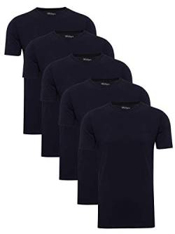 WOTEGA Herren T-Shirts 5er Pack Alton - Rundhals blaues Shirt Slim Fit Fitness Moderner Maenner Tshirt Blauer Kurzarm lang, Blau (Night Sky 193924), S von WOTEGA