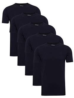 WOTEGA Herren T-Shirts 5er Pack Alton - Rundhals blaues Shirt Slim Fit Fitness Moderner Maenner Tshirt Blauer Kurzarm lang, Blau (Night Sky 193924), X. von WOTEGA