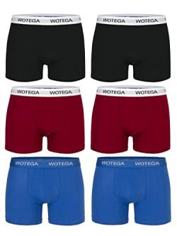 WOTEGA Joe - 6er Pack Herren Unterwäsche - Baumwoll Boxershorts - Stretch Unterhosen Männer - Basic Herrenunterhosen, Grau, Rot, Blau (Mix1), 3XL von WOTEGA