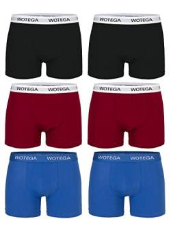 WOTEGA Joe - 6er Pack Herren Unterwäsche - Baumwoll Boxershorts - Stretch Unterhosen Männer - Basic Herrenunterhosen, Grau, Rot, Blau (Mix1), 4XL von WOTEGA