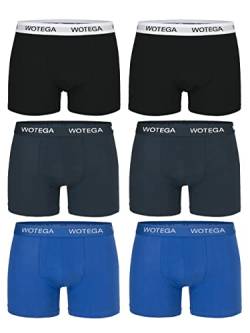 WOTEGA Joe - 6er Pack Unterhosen Herren - Männer Boxershorts Baumwolle - Basic Unterwäsche - Retroshorts Stretch, Schwarz, Grau, Blau (Mix2), 4XL von WOTEGA