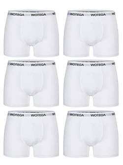 WOTEGA Joe - Boxershorts Herren 6er Pack - Basic Unterhosen Männer - Baumwoll Unterwäsche - Boxer Shorts, Weiß (Brilliant White 114001), 5XL von WOTEGA