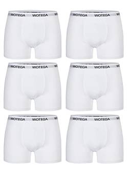 WOTEGA Joe - Boxershorts Herren 6er Pack - Basic Unterhosen Männer - Baumwoll Unterwäsche - Boxer Shorts, Weiß (Brilliant White 114001), XS von WOTEGA