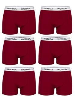 WOTEGA Joe - Boxershorts Herren Baumwolle - 6er Pack Unterhosen Männer - Retroshorts - Stretch Unterwäsche, Rot (Biking Red 191650), M von WOTEGA