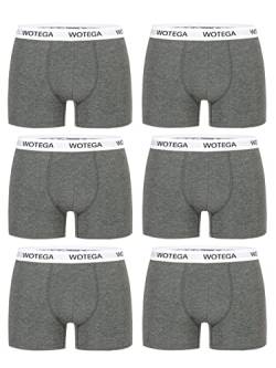 WOTEGA Joe - Herren Unterhosen 6er Pack - Basic Boxershorts - Stretch Unterwäsche Männer - Baumwoll Retroshorts, Grau (Phantom 194205), 5XL von WOTEGA