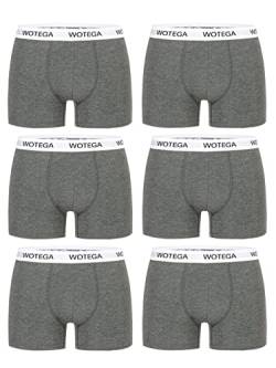 WOTEGA Joe - Herren Unterhosen 6er Pack - Basic Boxershorts - Stretch Unterwäsche Männer - Baumwoll Retroshorts, Grau (Phantom 194205), XS von WOTEGA