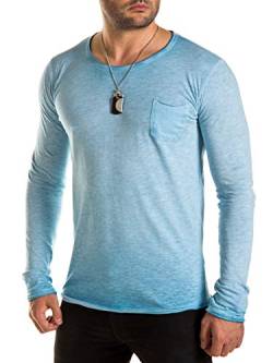 WOTEGA Langarmshirt Herren Longsleeve Shirt Zac - T-Shirts Männer Longshirt Shirt blau Tshirts Langarm Blue, Türkis (Bleached Denim 183930), M von WOTEGA