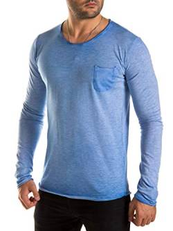 WOTEGA Longsleeve Herren Langarmshirt Shirt Zac - T-Shirts Maenner Longshirt Shirt - Blaue Tshirts Langarm Blue, Blau (True Navy 19-4030), M von WOTEGA