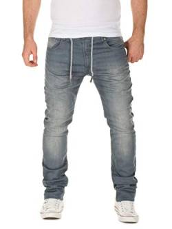 WOTEGA Noah - Baumwoll Jogginghose in Jeansoptik - Sweat Jeans - Herren Hosen Stretch - Jogger Jeanshose, Grau (Turbulence Grey 3R4215), W38/L36 von WOTEGA