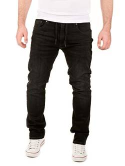 WOTEGA Noah - Denim Jogginghose Herren - Sweat Jogger Hose - Männer Stretch Jeans Modern - Jogging Hosen, Schwarz (Phantom Black 3R4205), W40/L34 von WOTEGA