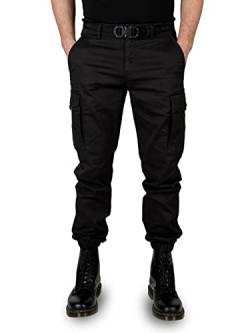 WOTEGA Odin - Herren Cargohose Slim Fit - Stretch Cargo Hose - Schwarze Männer Stoffhose, Schwarz (Black 194008), W28/L30 von WOTEGA