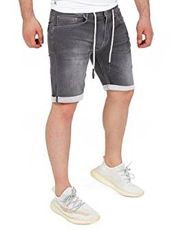 WOTEGA Sweat Jeans Kurz Knielange Hosen Herren Stretch Shorts mit Reißverschluss Kurze Hose Stoff Baumwoll Diego, Grau (Raven 190000), W31 von WOTEGA