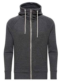 WOTEGA Sweater Dunkelgrauer Hoodie Oversize Herren Pullover Reißverschluss Kapuzenjacke Männer Zip Pulli Flash, Grau (Tornado 183907), XXL von WOTEGA