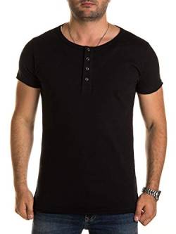 WOTEGA Tshirt Herren in 2-in-1 Optik - Schwarze Sommer T-Shirts Männer Tshirt - Shirt Rundhals und V-Neck Ausschnitt, Schwarz (Black 194004), XL von WOTEGA