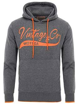 WOTEGA WT Star Herren Hoodie - Dunkelgrauer Pullover Mit Kapuze - Sweater Für Männer Anthrazit - Sweatshirt mit Taschen, Grau (Tornado 183907), 3XL von WOTEGA