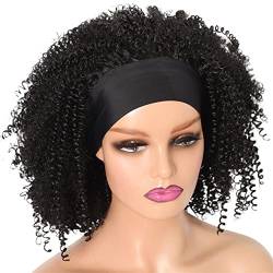 Perücken Haar for Frauen Stirnband Perücke Kurze verworrene lockige Perücken for schwarze Frauen Natürliche schwarze leimlose Perücken mit Stirnbändern Haarmode for den Alltag von WOUND