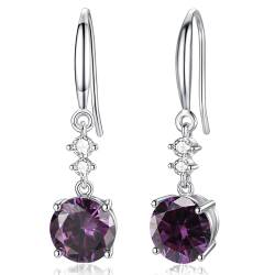 Ohrringe Silber 925 Hängend Silberohrringe 925 Damen Amethyst Zirkonia Geburtsstein Geburtstag Geschenk von WOVEE