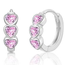 WOVEE Herzohrringe Herz Creolen Ohrringe 9mm Weiß Vergoldet Silber AAA Zirkonia Pink Rosa Heart Damen Mädchen Damenohrringe von WOVEE