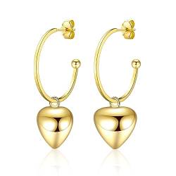 WOVEE Ohrstecker Gold Herz, C Ohrringe Stecker Silber & Vergoldet mit Herz Anhänger Ohrhänger für Frauen Damen von WOVEE