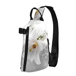 WOWBED BlumenliliePrinted Crossbody Sling Bag Mehrzweck-Rucksack für Reisen, Wandern, Outdoor-Sport, Schwarz, Einheitsgröße von WOWBED