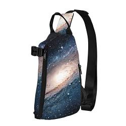 WOWBED Galaxy Universe StarsPrinted Crossbody Sling Bag Mehrzweck-Rucksack für Reisen Wandern Outdoor Sport, Schwarz, Einheitsgröße von WOWBED