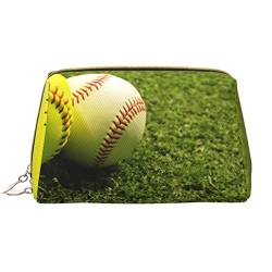 WOWBED Gras-Baseball-Softball-Make-up-Tasche aus Leder, groß, für Reisen, Make-up-Organizer, Kosmetikpinsel, Tasche für Frauen und Mädchen, Weiss/opulenter Garten, Einheitsgröße von WOWBED