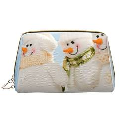 WOWBED Happy Snowmen bedruckte Leder-Make-up-Tasche, große Reise-Make-up-Organizer, Kosmetiktasche für Damen und Mädchen, Weiss/opulenter Garten, Einheitsgröße von WOWBED