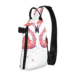 WOWBED Ink FlamingosPrinted Crossbody Sling Bag Mehrzweck-Rucksack für Reisen Wandern Outdoor Sport, Schwarz, Einheitsgröße von WOWBED