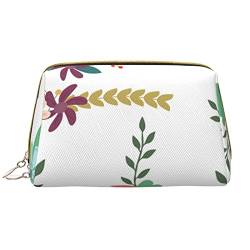 WOWBED Make-up-Tasche mit Blumenmuster, bedruckt, Leder, groß, für Reisen, Make-up, Organizer, Kosmetikpinsel, Tasche für Frauen und Mädchen, Weiss/opulenter Garten, Einheitsgröße von WOWBED